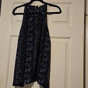 Pink Rose Midnight Blue Floral Top